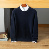 Men’s Cashmere Wool Crew Neck Relaxed Fit Knit Pullover Sweater