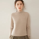 Women’s Cashmere Wool Mock Neck Soft Ribbed Knit Pullover Sweater