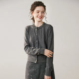 Women’s Cashmere Crystal Embellished Crew Neck Sweater Cardigan