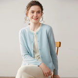 Women’s Layered-Look Crew Neck Cashmere Wool Cardigan