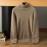 Men’s Cashmere Wool Turtleneck Relaxed Fit Solid Knit Pullover Sweater