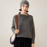 Women's 100% Cashmere Turtleneck Shoulder Button Sweater