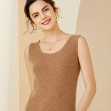 Women’s U-Neck Cashmere Wool Knit Tank Top