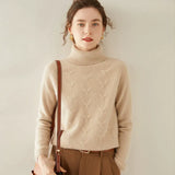 Women’s Cashmere Wool Turtleneck Sweater with Textured Knit