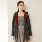 Women’s Hooded Cashmere Wool Knit Coat Cardigan with Pockets