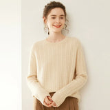 Women’s Cable Knit Crew Neck Cashmere Wool Sweater