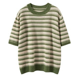 Women’s 100% Cashmere Striped Crew Neck Knit Top Sweater