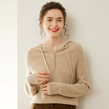 Women’s Cashmere Wool Hooded Henley Sweater