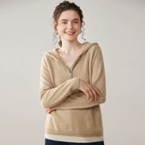 Women’s Cashmere Wool Half-Zip Hooded Sweater
