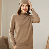 Soft Knit Pullover Women's Cashmere Wool Mock Neck Sweater