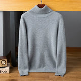Men’s Cashmere Wool Turtleneck Relaxed Fit Solid Knit Pullover Sweater