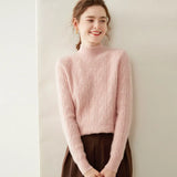 Women’s Cashmere Wool Mock Neck Cable Knit Top Soft Sweater