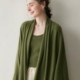 Women’s Cashmere Wool Draped Cardigan Shawl Batwing Sleeve Knit Wrap Coat