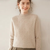 Women’s Cashmere Wool Mock Neck Textured Sweater