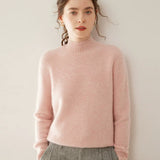 Women’s Cashmere Wool Mock Neck Soft Ribbed Knit Pullover Sweater