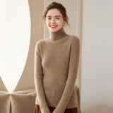 Women’s Cashmere Wool Turtleneck Ribbed Slim Fit Knit Sweater