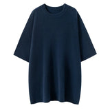 Women’s 100% Cashmere Crew Neck Short Sleeve Sweater Relaxed Knit Top