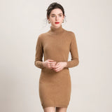 Women's Cashmere Wool Blend Turtleneck Long Sweater Knit Pullover Dress