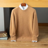 Men’s Cashmere Wool Crew Neck Relaxed Fit Knit Pullover Sweater