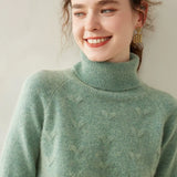 Women’s Cashmere Wool Turtleneck Sweater with Textured Knit