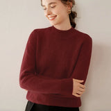 Women’s Cashmere Wool Mock Neck Textured Sweater