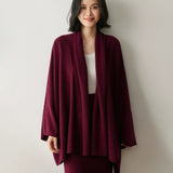 Women’s Cashmere Wool Draped Cardigan Shawl Batwing Sleeve Knit Wrap Coat