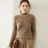 Women’s Cashmere Wool Mock Neck Cable Knit Top Soft Sweater