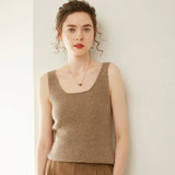 Women’s V-Neck Cashmere Wool Ribbed Tank Top