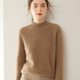 Women’s Cashmere Wool Mock Neck Soft Ribbed Knit Pullover Sweater