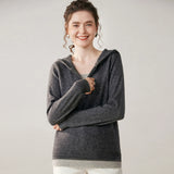 Women’s Cashmere Wool Half-Zip Hooded Sweater