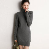 Women's Cashmere Wool Blend Turtleneck Long Sweater Knit Pullover Dress