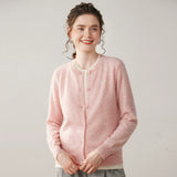 Women’s Layered-Look Crew Neck Cashmere Wool Cardigan