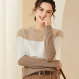 Women’s Cashmere Wool Colorblock Crew Neck Sweater