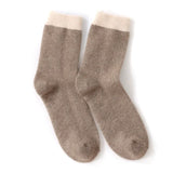 100% Cashmere Crew Socks with Contrast Ribbed Cuffs for Men and Women