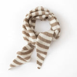 Soft 100% Cashmere Striped Small Triangle Scarf Knit Neck Wrap