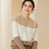 Women’s Cashmere Wool Colorblock Crew Neck Sweater