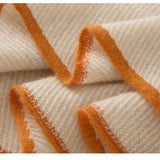 100% Cashmere Contrast Edge Triangle Shawl Soft Knit Shoulder Wrap