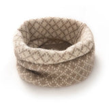 100% Cashmere Snood Scarf Patterned Knit Infinity Neck Warmer
