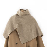 100% Cashmere Ribbed Knit Cape Scarf Soft Warm Shoulder Wrap for Women