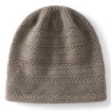 100% Cashmere Cable Knit Beanie Hat Soft Warm Winter Cap