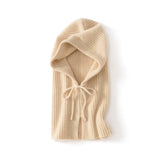 Cashmere Knit Balaclava Hood Scarf Ribbed Neck Warmer