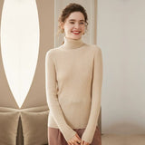 Women’s Cashmere Wool Turtleneck Ribbed Slim Fit Knit Sweater