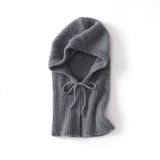 Cashmere Knit Balaclava Hood Scarf Ribbed Neck Warmer