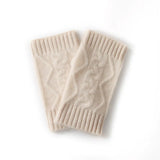 100% Cashmere Cable Knit Pattern Fingerless Gloves Knit Wrist Warmers