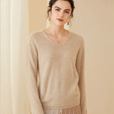 Women's Cashmere Soft Lightweight Knit Pullover V Neck Sweater