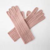 100% Cashmere Cable Knit Gloves Warm Winter Gloves for Women