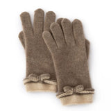 100% Cashmere Gloves with Bow Detail Soft Knit Winter Gloves for Women