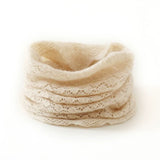 100% Cashmere Lace Knit Scarf Loop Neck Warmer with Openwork Pattern