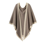 100% Cashmere Color Block Cape Scarf Soft Knitted Wrap Shawl for Women