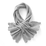 100% Cashmere Ruffle Scarf Soft Knit Winter Neck Wrap with Scalloped Edge